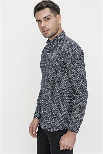 G 1476 Slim Fit Siyah Spor Gömlek
