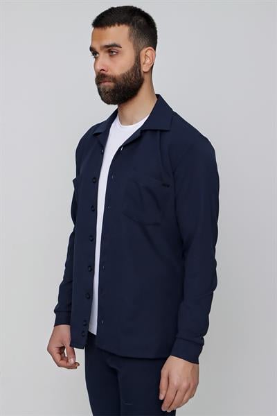 G 1484 Slim Fit Lacivert Spor Gömlek
