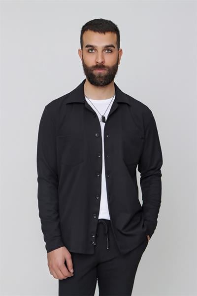 G 1484 Slim Fit Siyah Spor Gömlek