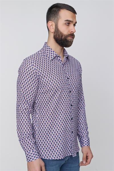 G 1487 Slim Fit Lacivert Spor Gömlek