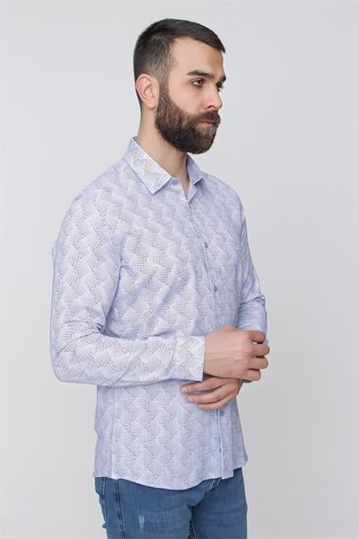 G 1488 Slim Fit Mavi Spor Gömlek