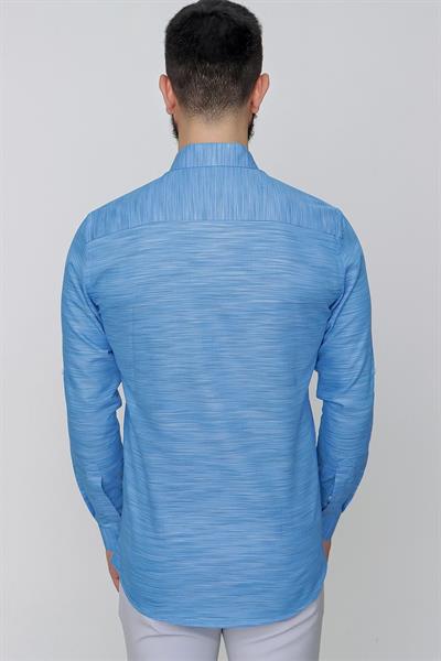 G 1489 Slim Fit Koyu Mavi Spor Gömlek