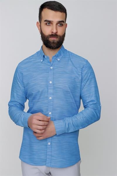 G 1489 Slim Fit Koyu Mavi Spor Gömlek
