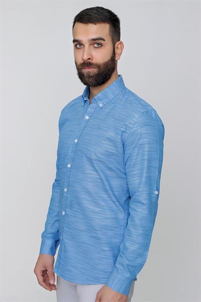G 1489 Slim Fit Koyu Mavi Spor Gömlek