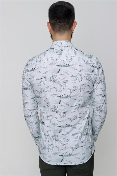 G 1495 Slim Fit Haki Spor Gömlek