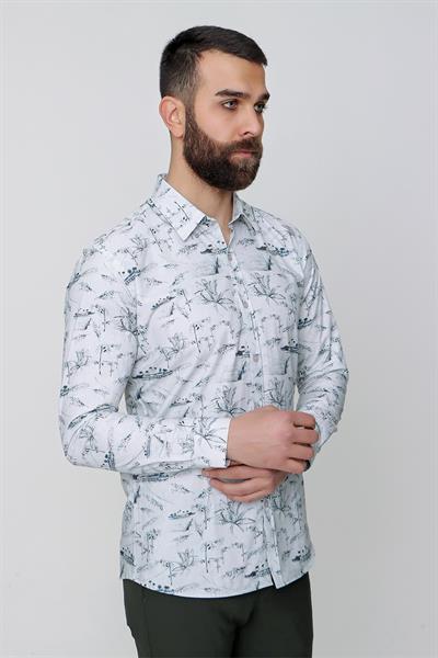 G 1495 Slim Fit Haki Spor Gömlek