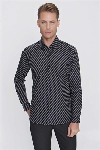 G 1517 Slim Fit Siyah Spor Gömlek