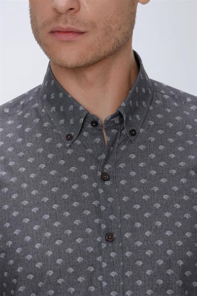 G 1518 Slim Fit Gri Spor Gömlek