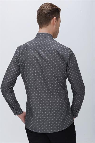 G 1518 Slim Fit Gri Spor Gömlek