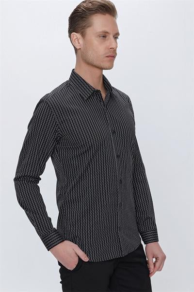 G 1519 Slim Fit Siyah Spor Gömlek