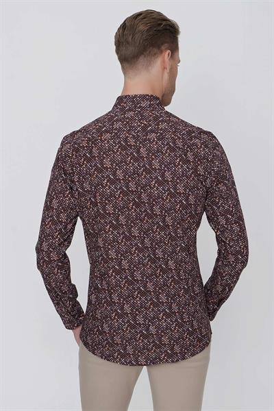 G 1520 Slim Fit Kahve Spor Gömlek