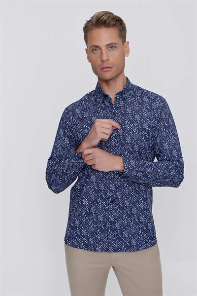 G 1520 Slim Fit Lacivert Spor Gömlek