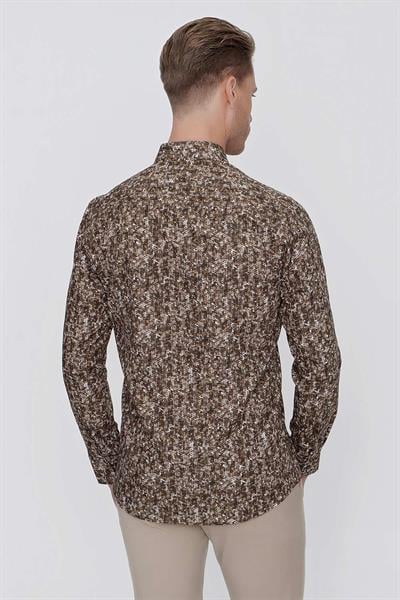 G 1521 Slim Fit Tütün Spor Gömlek