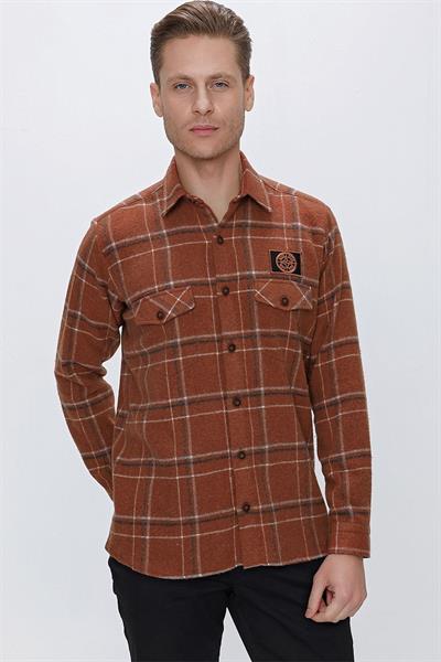 G 1522 Slim Fit Kiremit Spor Gömlek