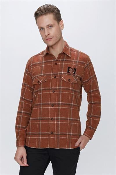 G 1522 Slim Fit Kiremit Spor Gömlek