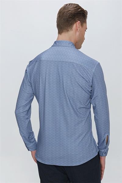 G 1523 Slim Fit Mavi Spor Gömlek