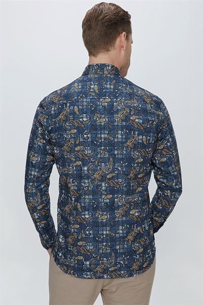 G 1531 Slim Fit Koyu Mavi Spor Gömlek