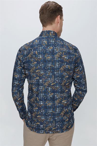 G 1531 Slim Fit Koyu Mavi Spor Gömlek