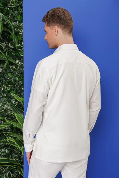 G 1534 Slim Fit Ekru Klasik Gömlek