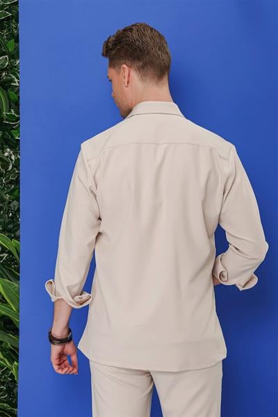 G 1534 Slim Fit Taş Klasik Gömlek
