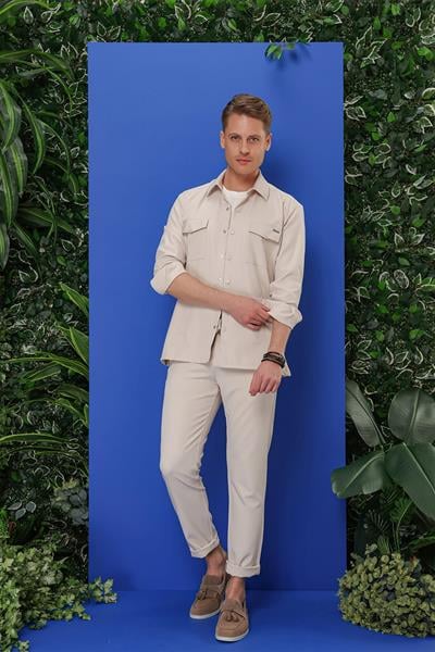G 1534 Slim Fit Taş Klasik Gömlek