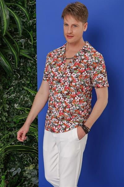 G 1537 Slim Fit Kahve Klasik Gömlek