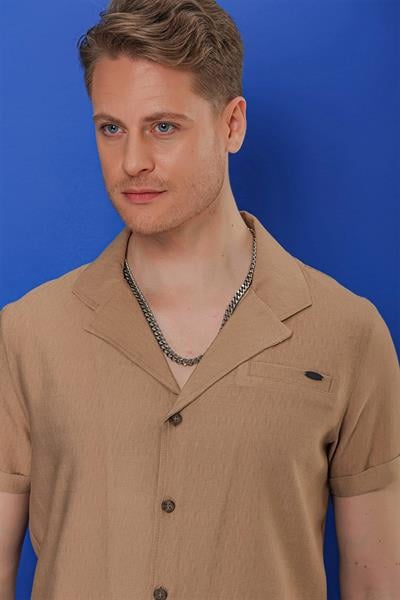 G 1549 Slim Fit Camel Klasik Gömlek