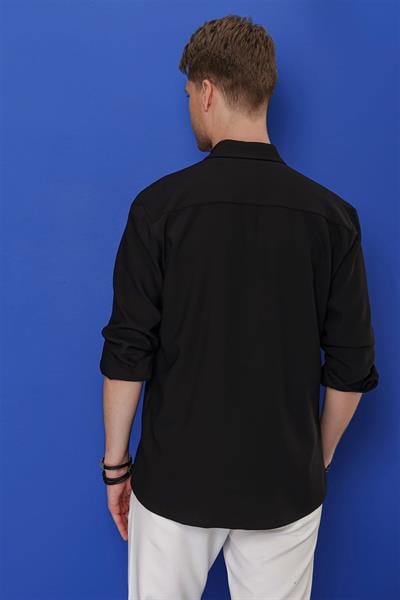 G 1551 Slim Fit Siyah Klasik Gömlek
