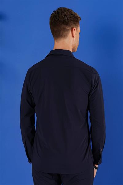 G 1553 Slim Fit Lacivert Klasik Gömlek