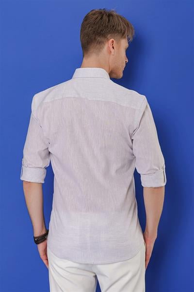 G 1554 Slim Fit Açık Gri Klasik Gömlek