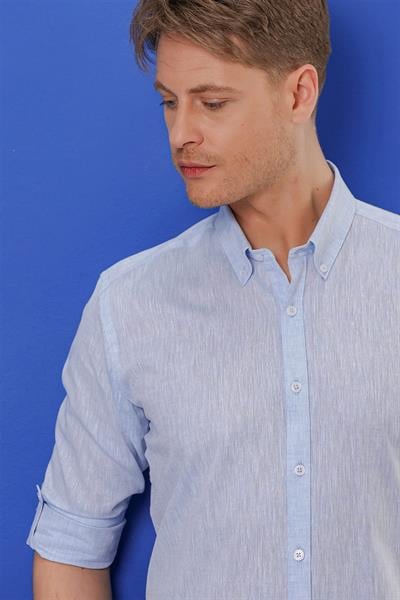 G 1554 Slim Fit Açık Mavi Klasik Gömlek