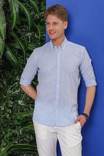 G 1554 Slim Fit Açık Mavi Klasik Gömlek