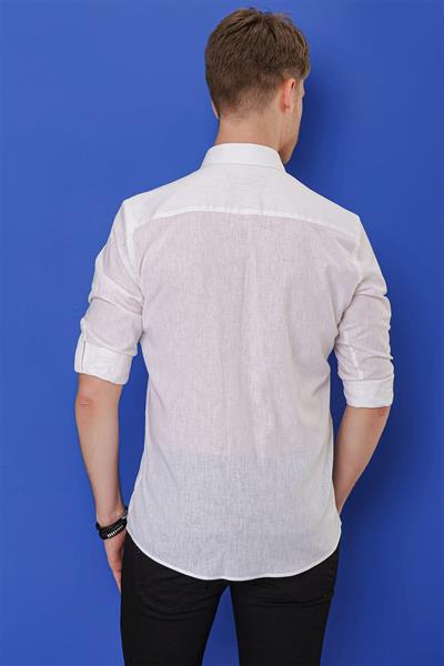 G 1554 Slim Fit Beyaz Klasik Gömlek