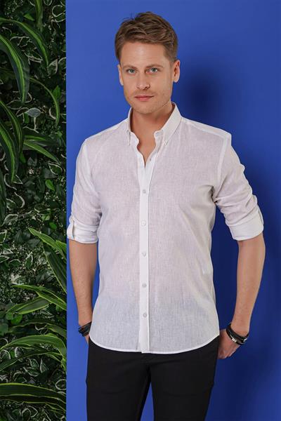 G 1554 Slim Fit Beyaz Klasik Gömlek