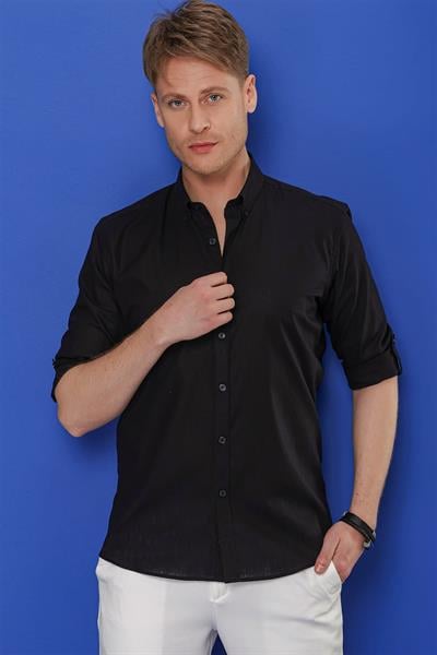 G 1554 Slim Fit Siyah Klasik Gömlek