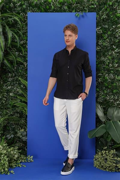 G 1554 Slim Fit Siyah Klasik Gömlek