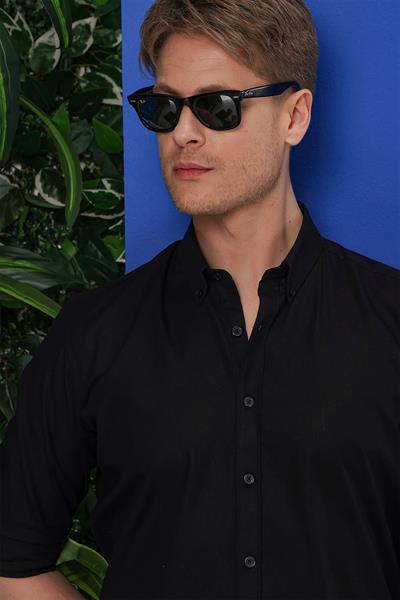 G 1554 Slim Fit Siyah Klasik Gömlek
