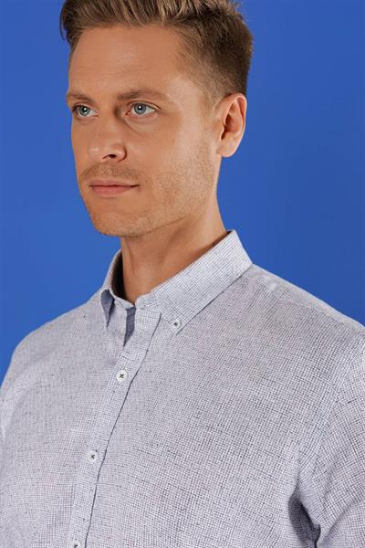G 1555 Slim Fit Koyu Mavi Klasik Gömlek