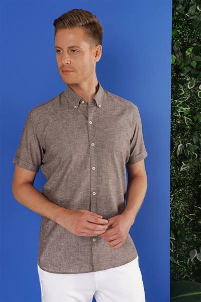 G 1556 Slim Fit Füme Klasik Gömlek