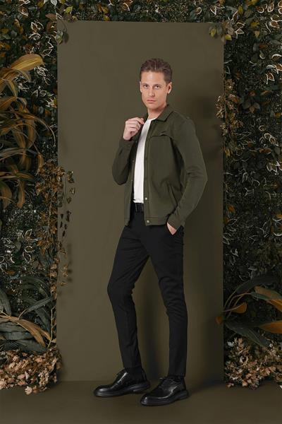 G 1562 Slim Fit Haki Klasik Gömlek