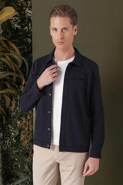 G 1562 Slim Fit Lacivert Klasik Gömlek