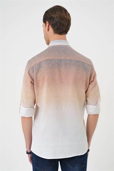 G 1575 Slim Fit Bej Klasik Gömlek