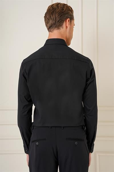 G 1577 Slim Fit Siyah Klasik Gömlek