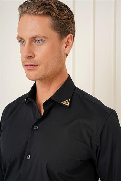 G 1577 Slim Fit Siyah Klasik Gömlek