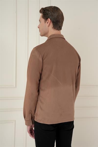 G 1578 Slim Fit Camel Klasik Gömlek
