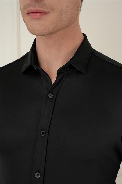 G 1580 Slim Fit Siyah Klasik Gömlek