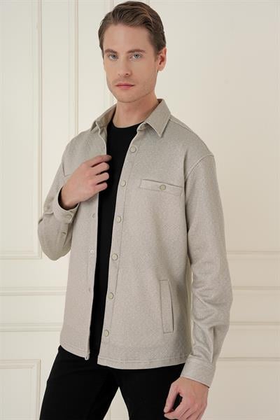 G 1581 Slim Fit Bej Klasik Gömlek