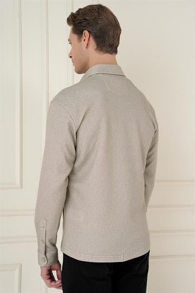 G 1581 Slim Fit Bej Klasik Gömlek