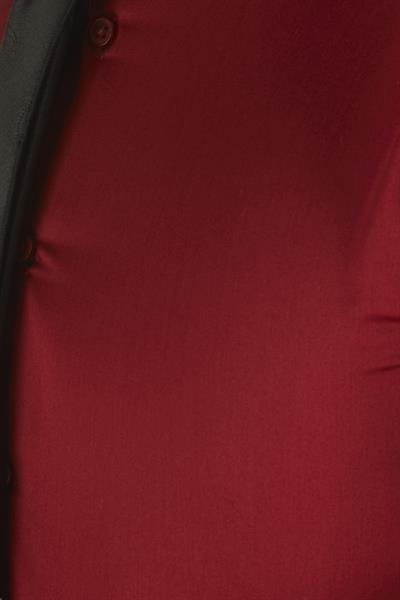 Gk 214 Slim Fit Klasik Yaka Pamuk Saten Uzun Kol Bordo Gömlek 