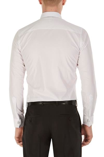 Gk 235 Slim Fit Pamuk Saten Duble Manşetli Klasik Beyaz Gömlek 